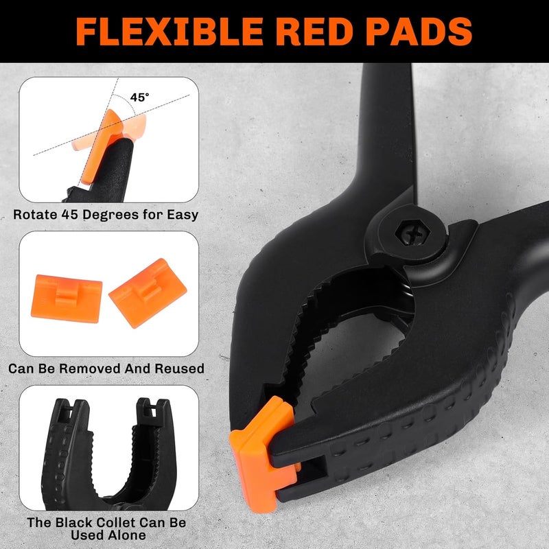 Peoin 10 Pack Spring Clamps Heavy Duty - Assorted Sizes Spring Clips Plastic 6.5 Inches, 4.5 Inches, 3.5 Inches Set - Backdrop Clips Small Clamps For Crafts Woodworking Background - Image 4